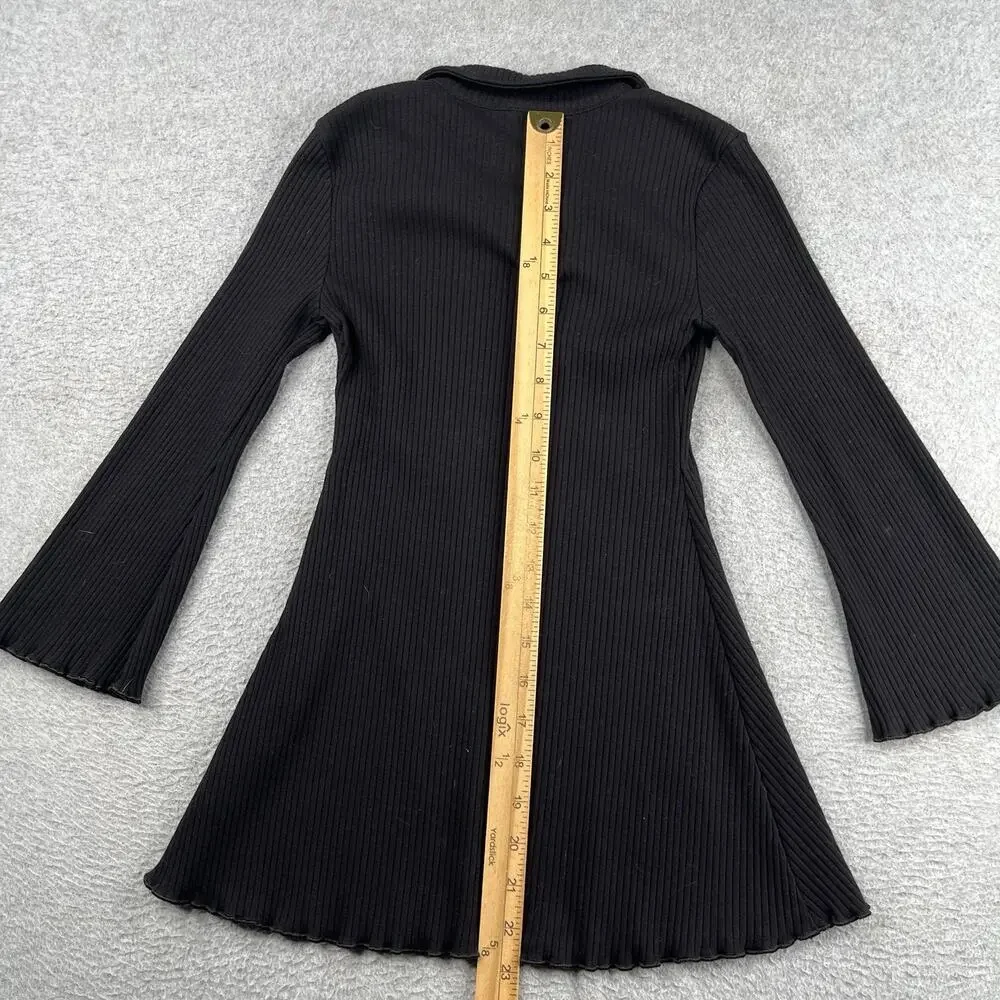 Old Navy Youth Girls Long Sleeve Dress Stretch Black Ribbed Collar Casual Size S